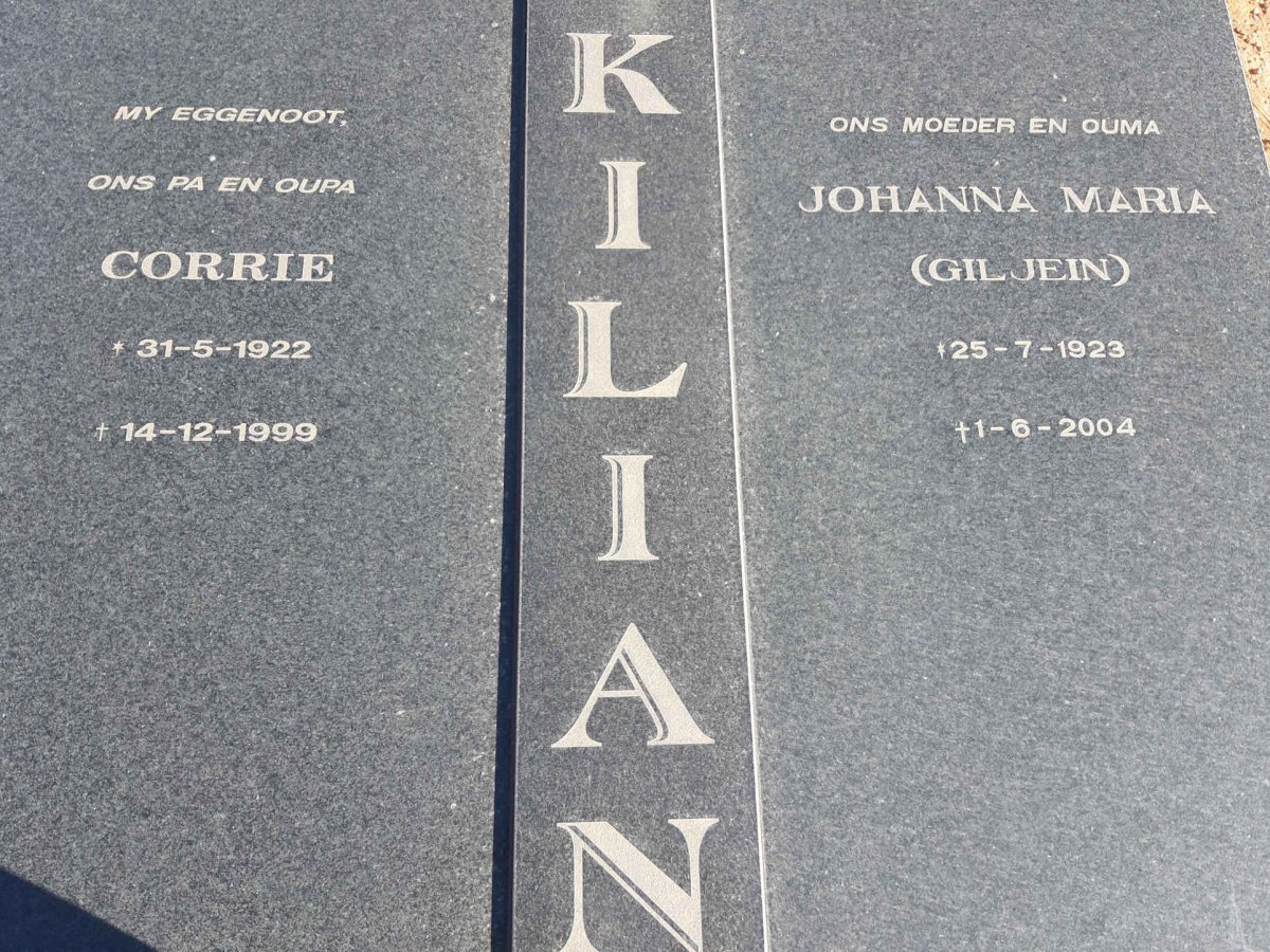 KILIAN Corrie 1922-1999 &amp; Johanna Maria GILJEIN 1923-2004