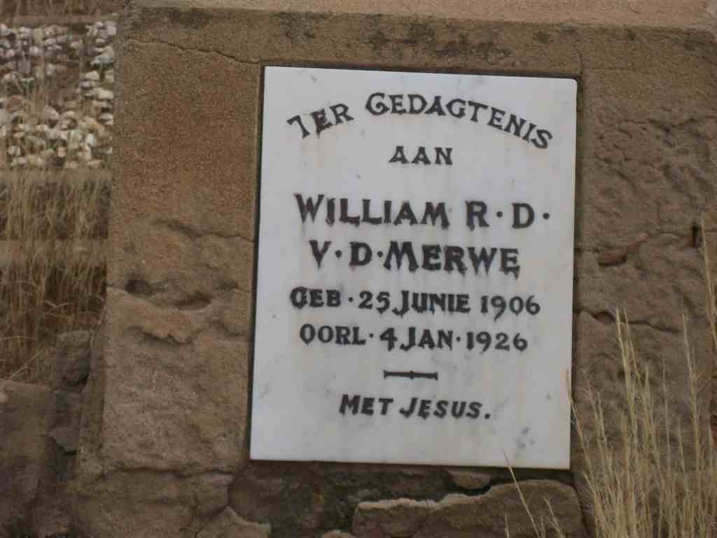 MERWE William R.D., v.d. 1906-1926