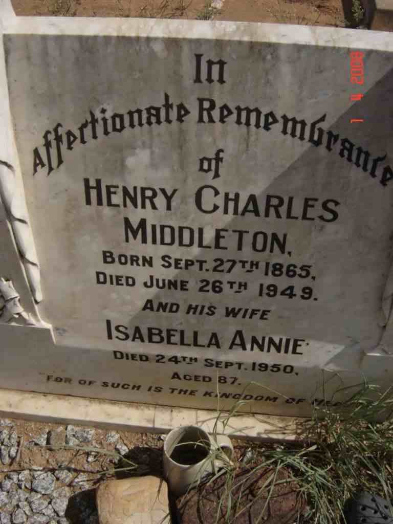 MIDDLETON Henry Charles 1865-1949 &amp; Isabella Annie -1950