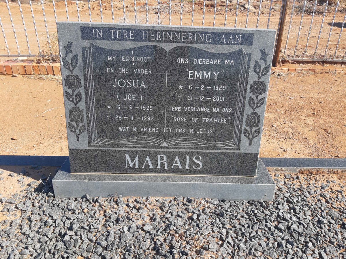 MARAIS Josua 1929-1992 &amp; Emmy 1929-2001
