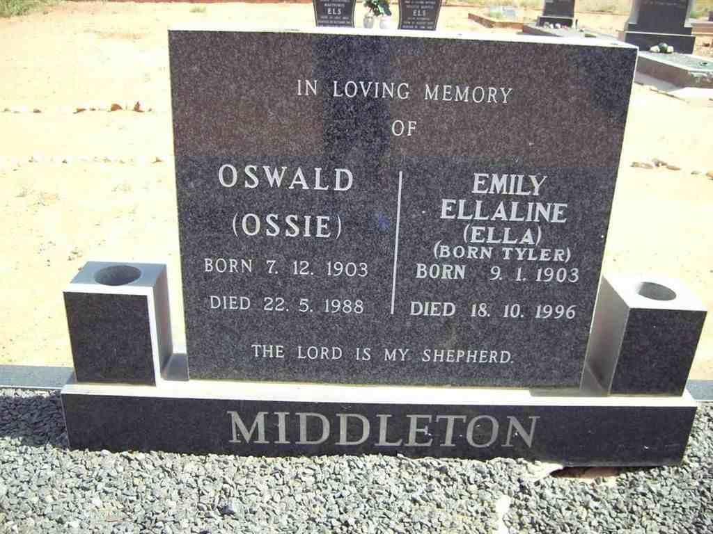 MIDDLETON Oswald 1903-1988 &amp; Emily Ellaline TYLER 1903-1996