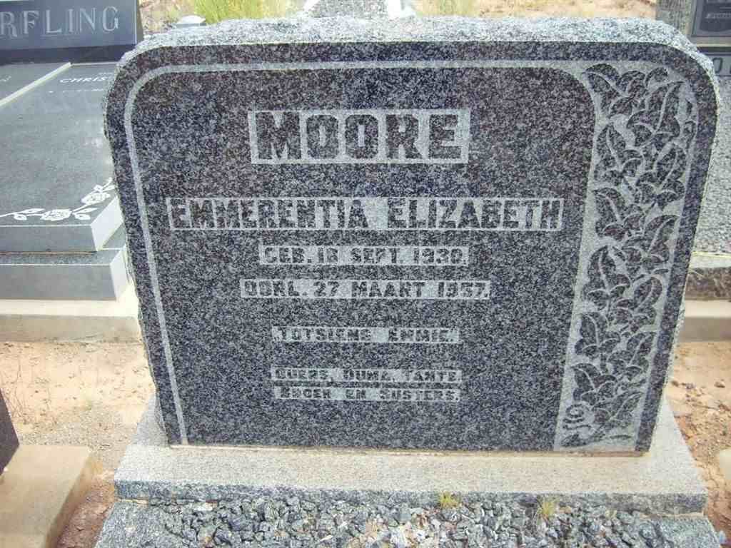 MOORE Emmerentia Elizabeth 1930-1957