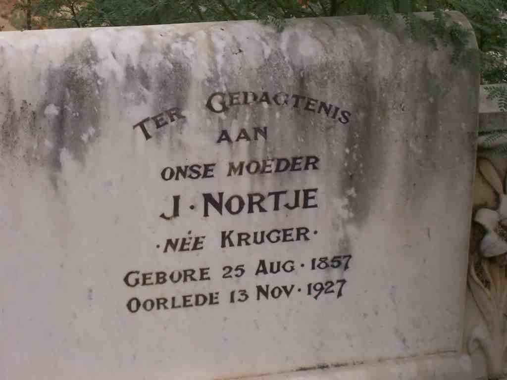 NORTJE J. nee KRUGER 1857-1927