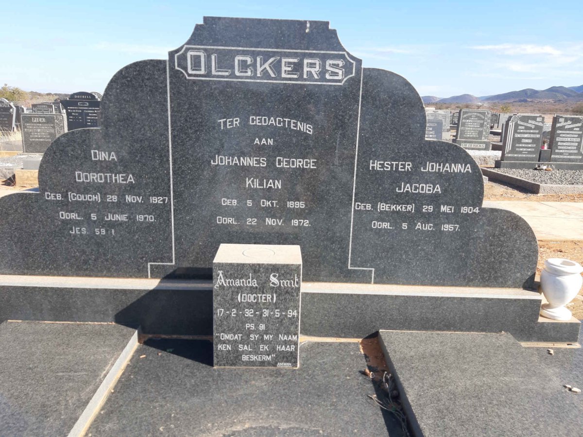 OLCKERS Johannes George Kilian 1895-1972 &amp; Dina Dorothea GOUGH 1927-1970 &amp; Hester Jacoba BEKKER 1904-1957 :: SMIT Amanda 1932-1994