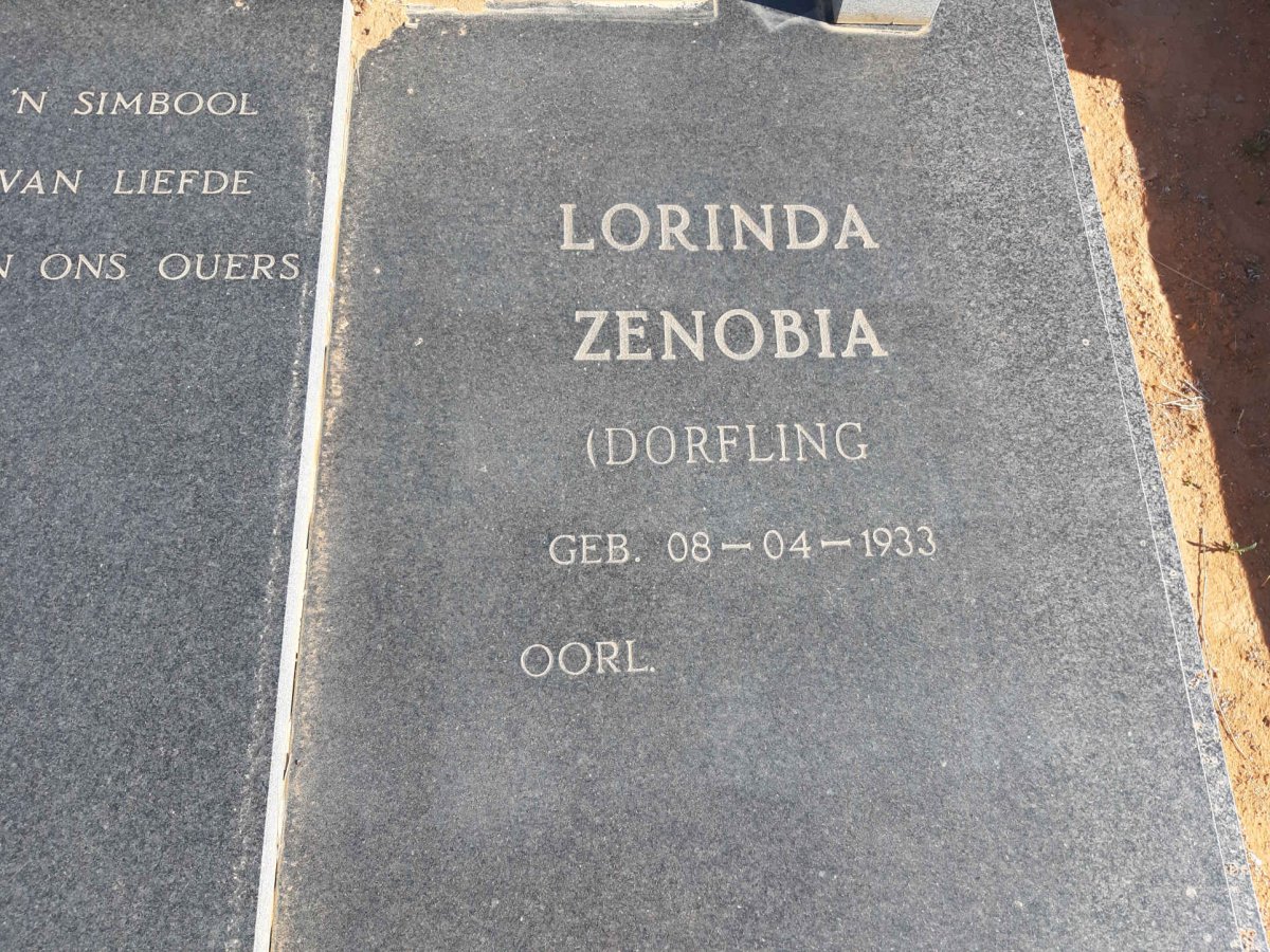 PIETERSE Johannes Arnoldus 1935-1990 &amp; Lorinda Zenobia DORFLING 1933-