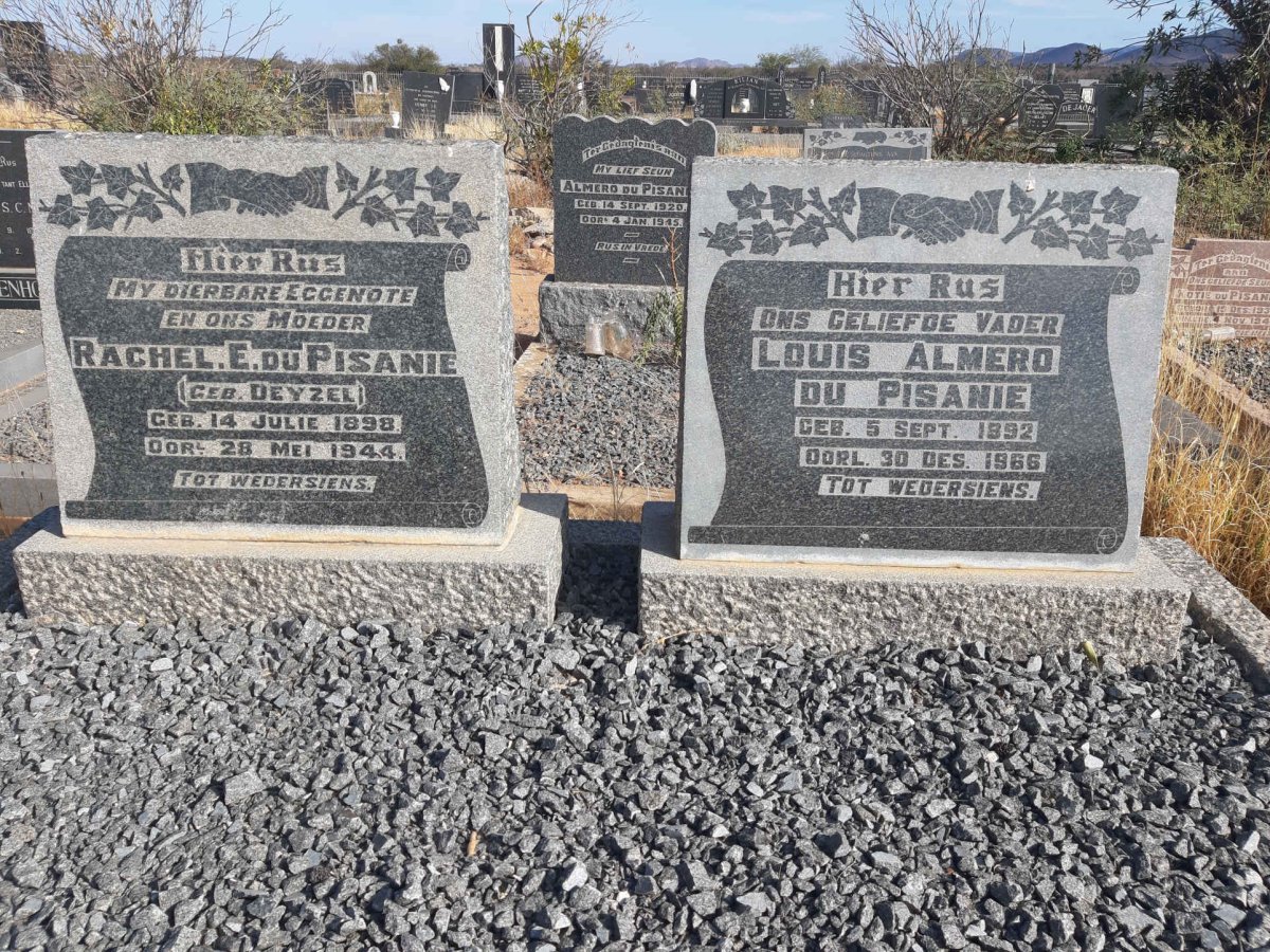 PISANIE Louis Almero, du 1892-1966 &amp; Rachel E. DEYZEL 1898-1944