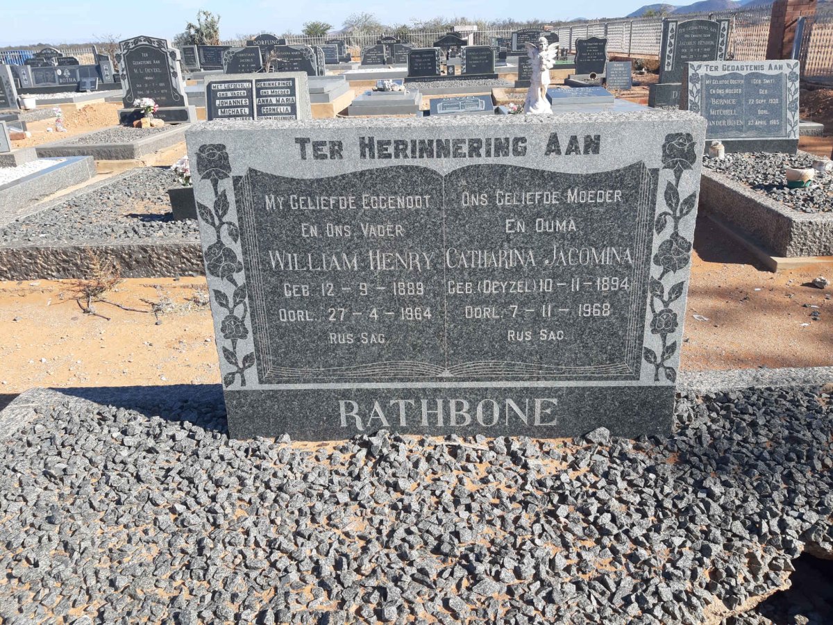 RATHBONE William Henry 1889-1964 &amp; Catharina Jacomina DEYZEL 1894-1968