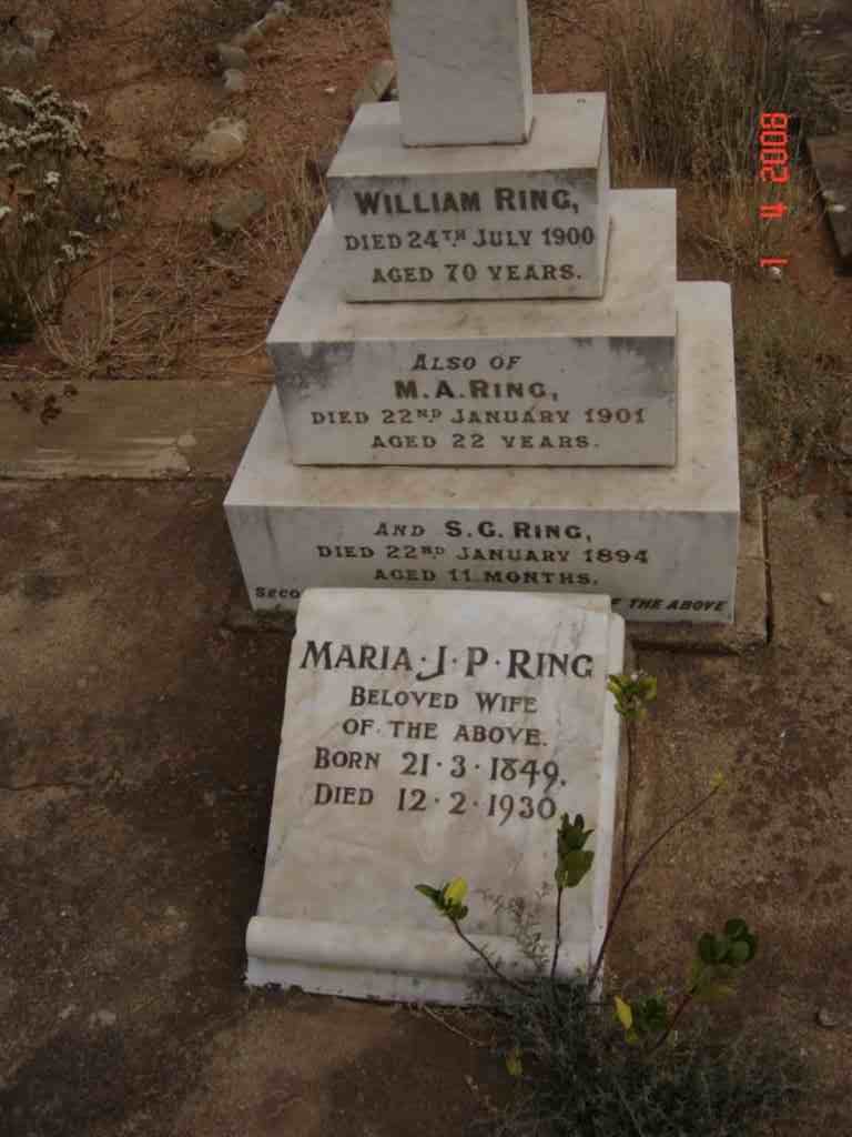 RING William -1900 &amp; Maria J.P. 1849-1930 ::  RING M.A. -1901 :: RING S.C. -1894