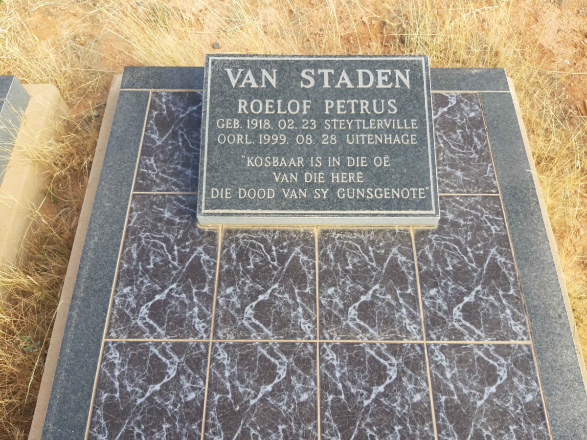 STADEN Roelof Petrus, van 1918-1999