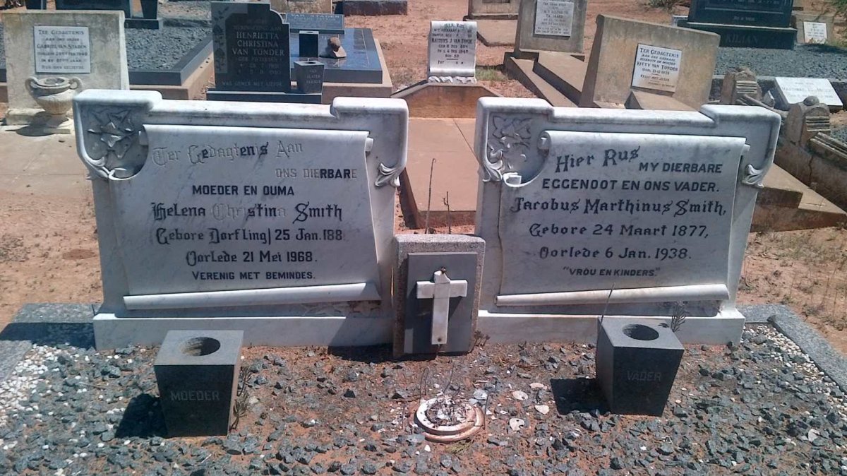 SMITH Jacobus Marthinus 1877-1938 &amp; Helena Christina DORFLING 188?-1968