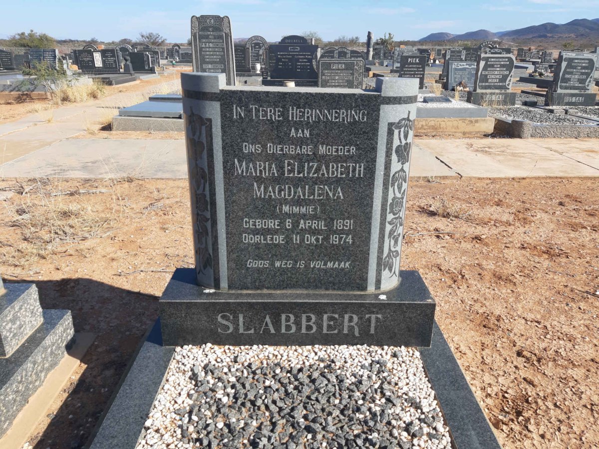 SLABBERT Maria Elizabeth Magdalena 1891-1974