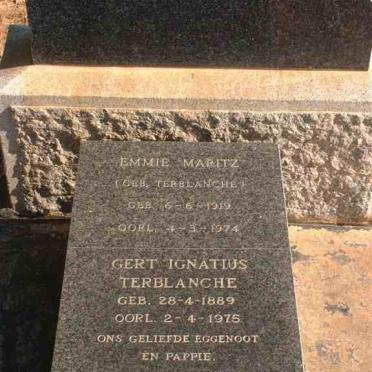 TERBLANCHE Gert Ignatius 1889-1975 :: MARITZ Emmie nee TERBLANCHE 1919-1974
