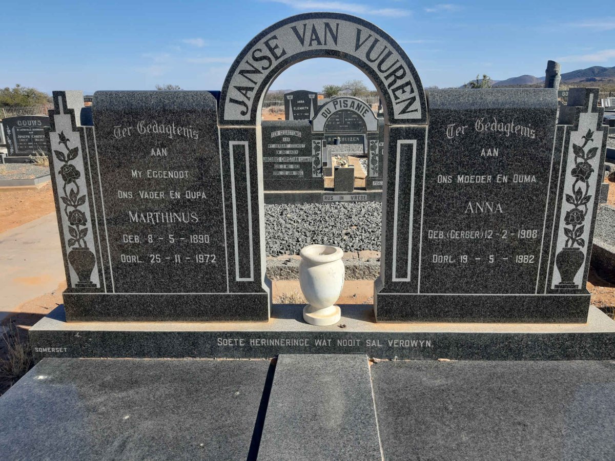 VUUREN Marthinus, Janse van 1890-1972 &amp; Anna GERBER 1908-1982