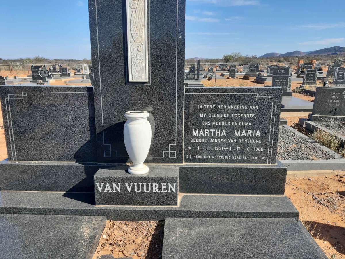 VUUREN Martha Maria, van nee JANSEN VAN RENSBURG 1931-1980