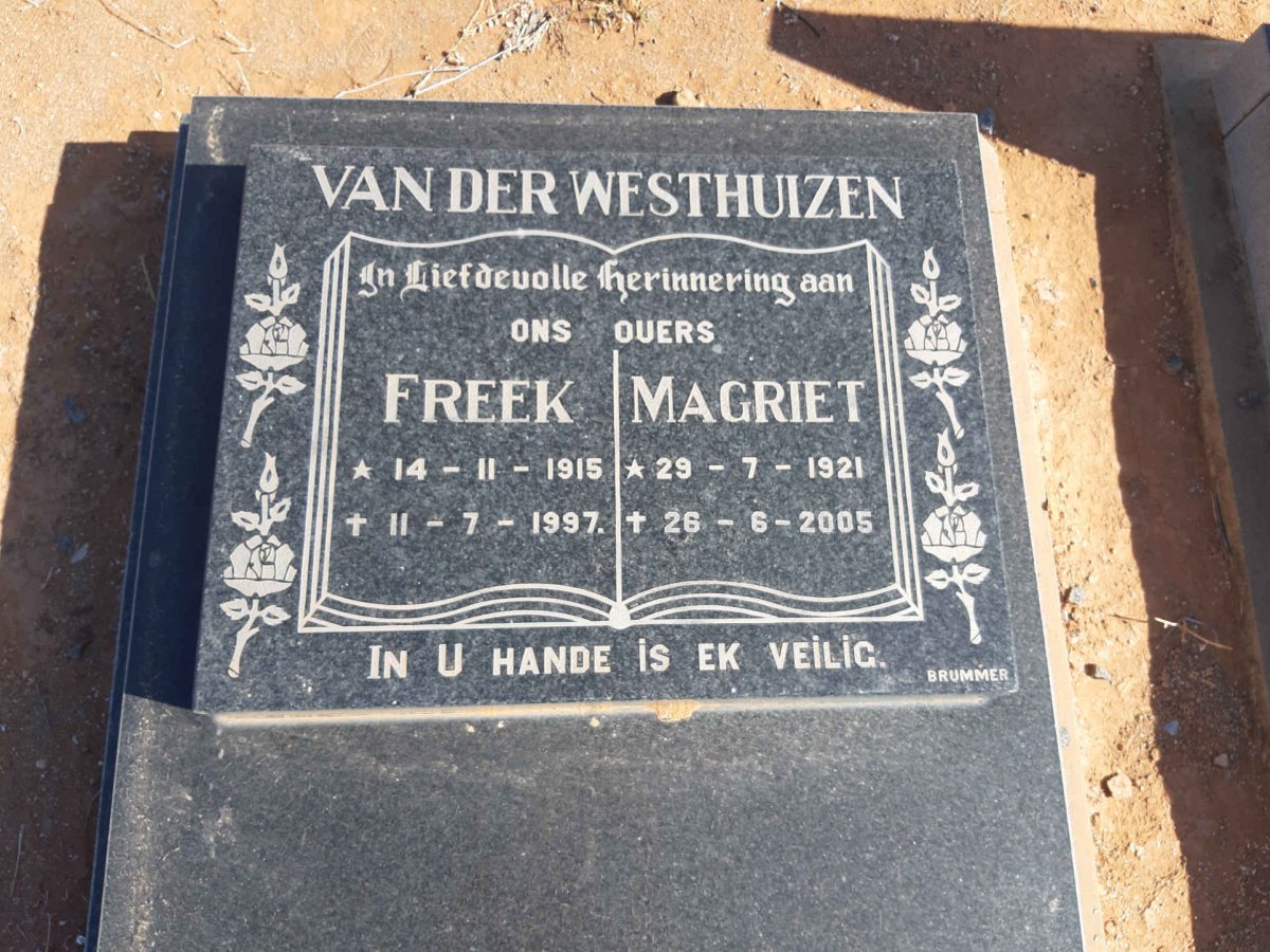 WESTHUIZEN Freek, van der 1915-1997 &amp; Magriet 1921-2005