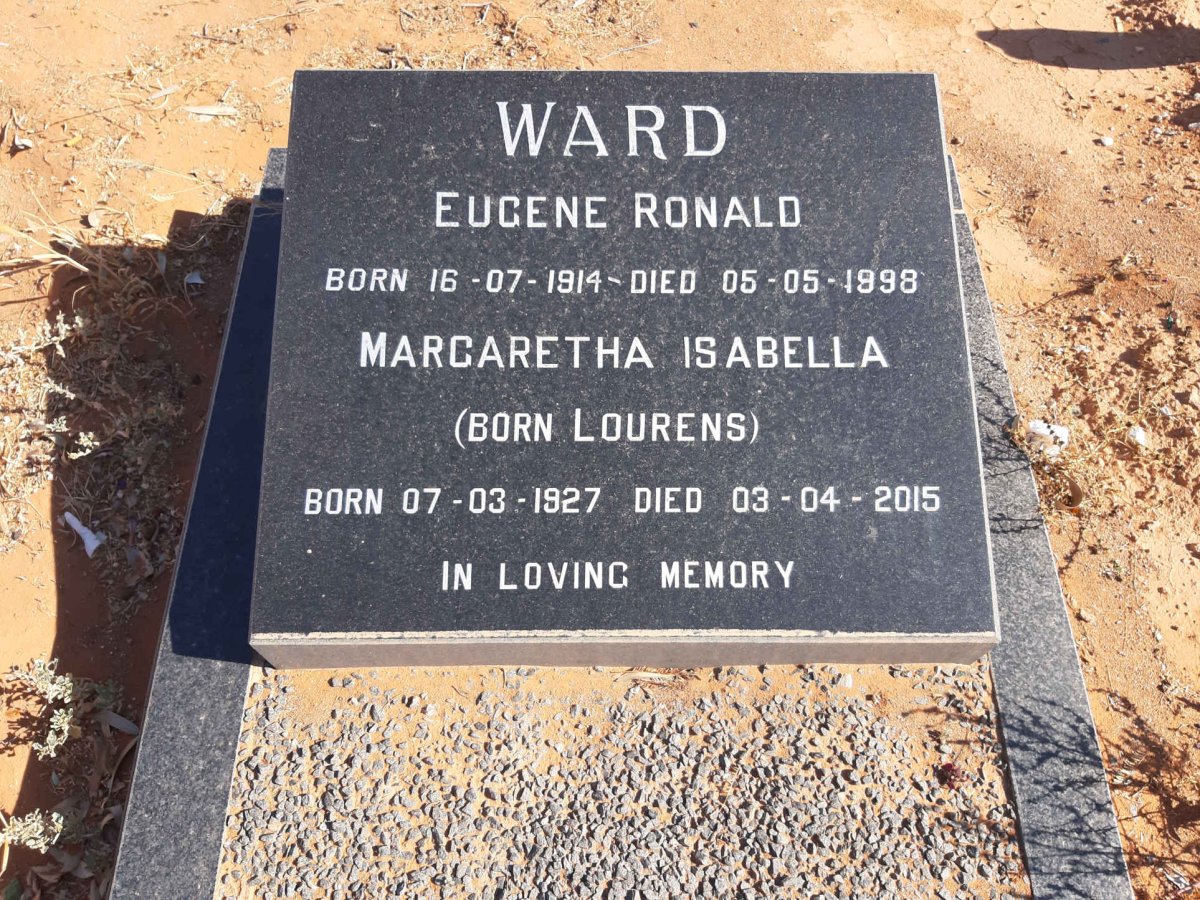 WARD Eugene Ronald 1914-1998 &amp; Margaretha Isabella LOURENS 1927-2015