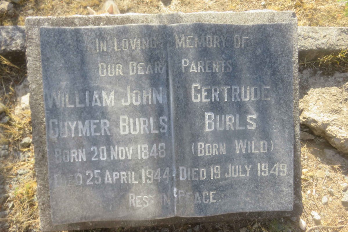 BURLS William John Guymer 1848-1944 &amp; Gertrude WILD -1949