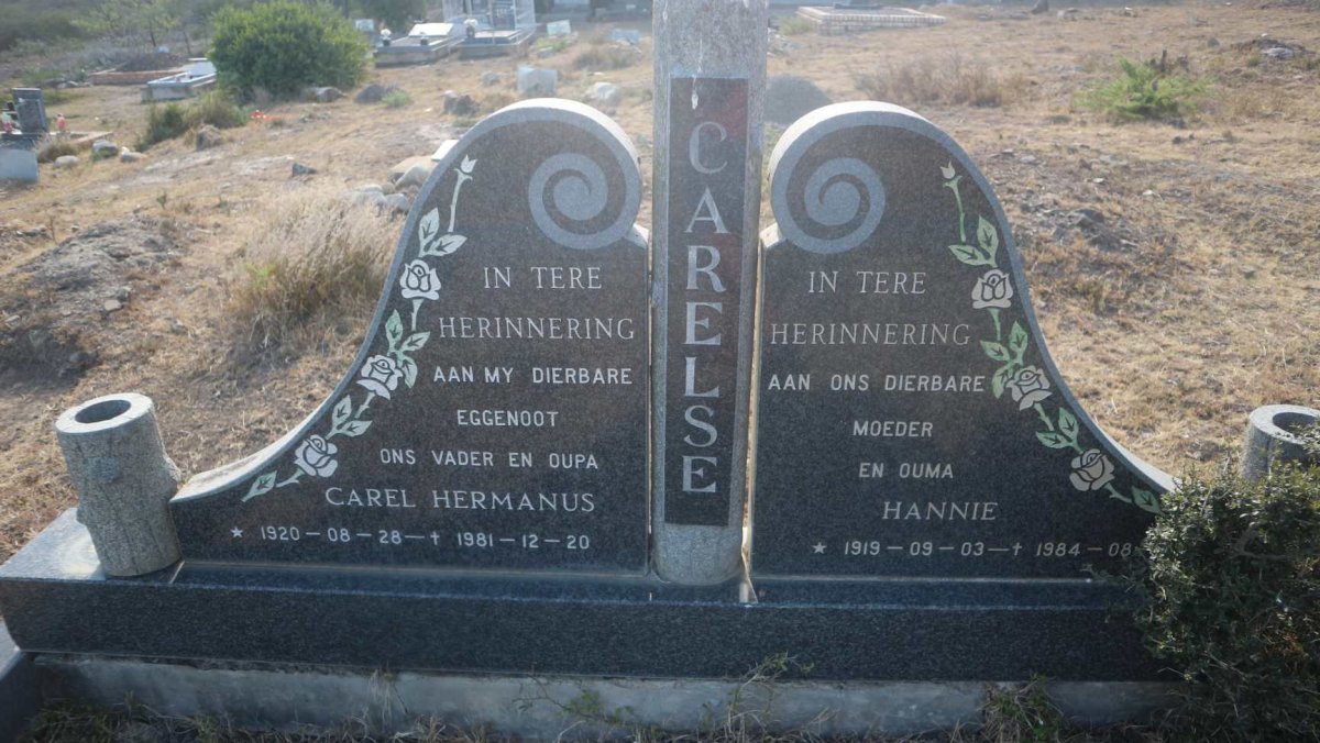 CARELSE Carel Hermanus 1920-1981 &amp; Hannie 1919-1984