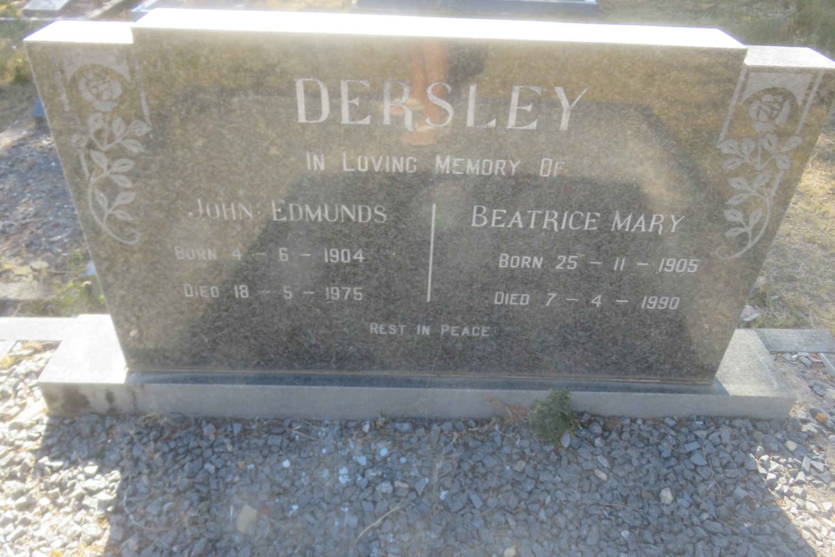 DERSLEY John Edmunds 1904-1975 &amp; Beatrice Mary 1905-1990