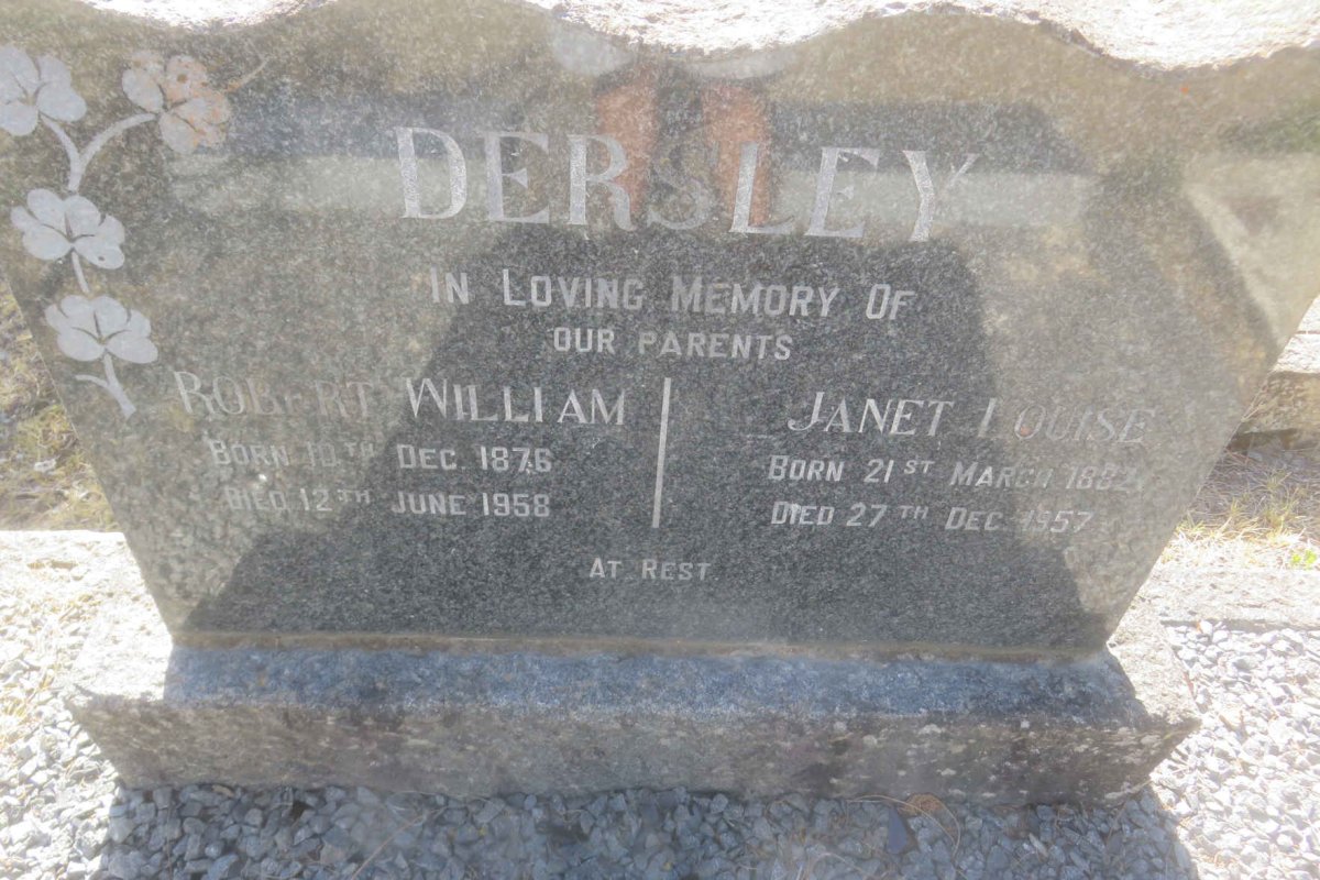 DERSLEY Robert William 1876-1958 &amp; Janet Louise 1882-1957
