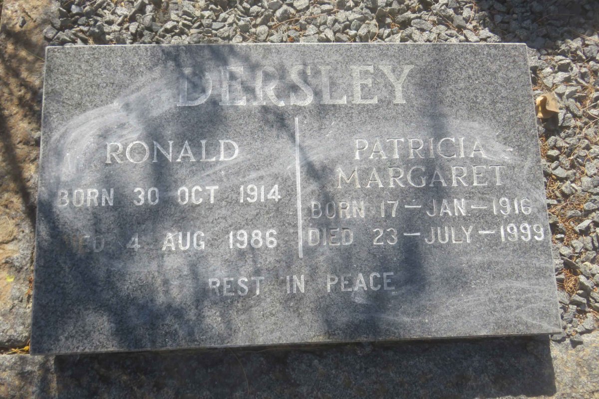 DERSLEY Ronald 1914-1986 &amp; Patricia Margaret 1916-1999