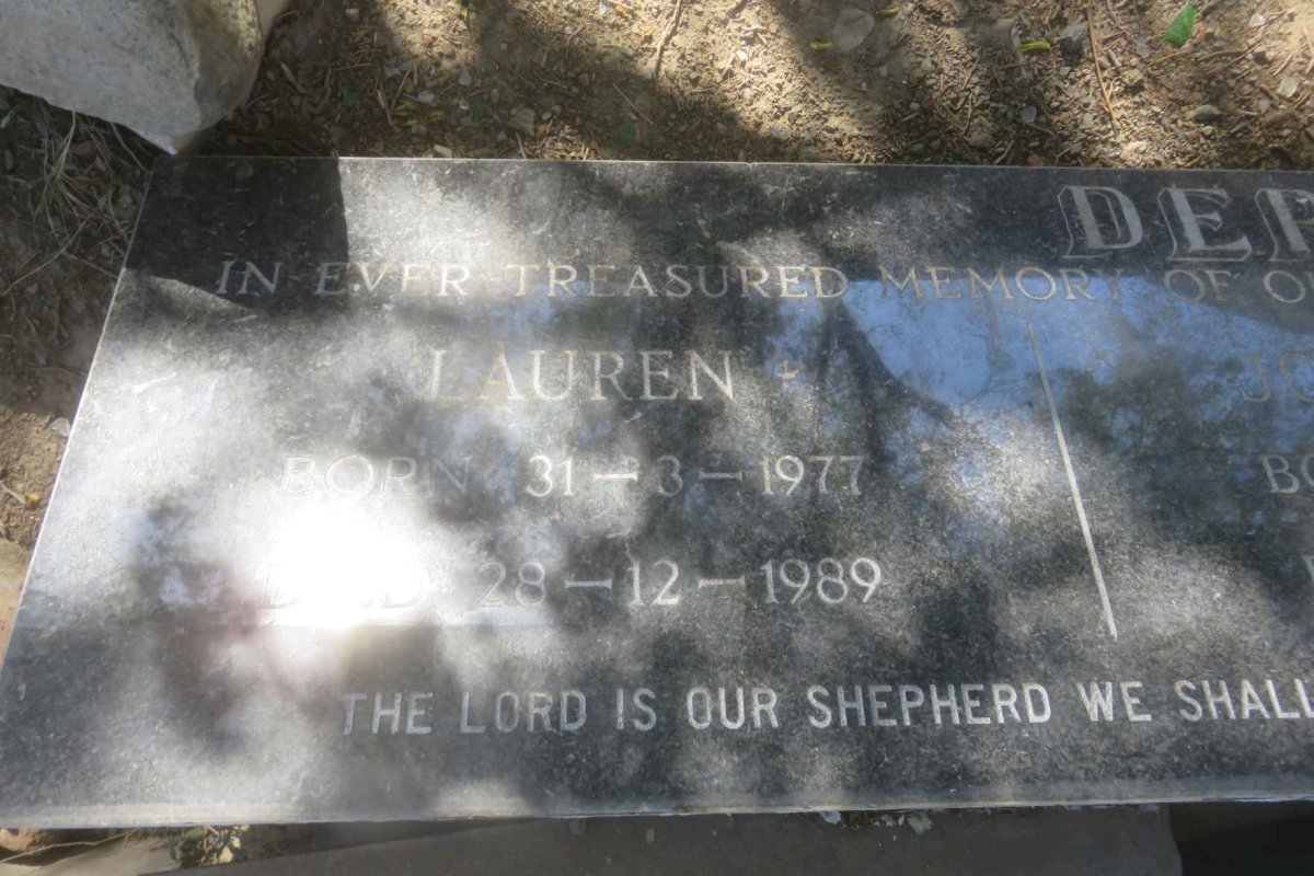 DERSLEY John Henry 1965-1989 &amp; Petronella MOOLMAN 19?5-1989 :: DERSLEY Lauren 1977-1989