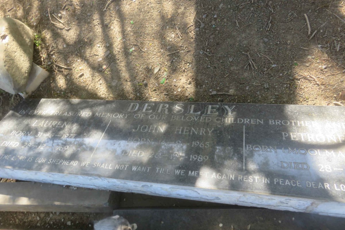 DERSLEY John Henry 1965-1989 &amp; Petronella MOOLMAN 19?5-1989 :: DERSLEY Lauren 1977-1989
