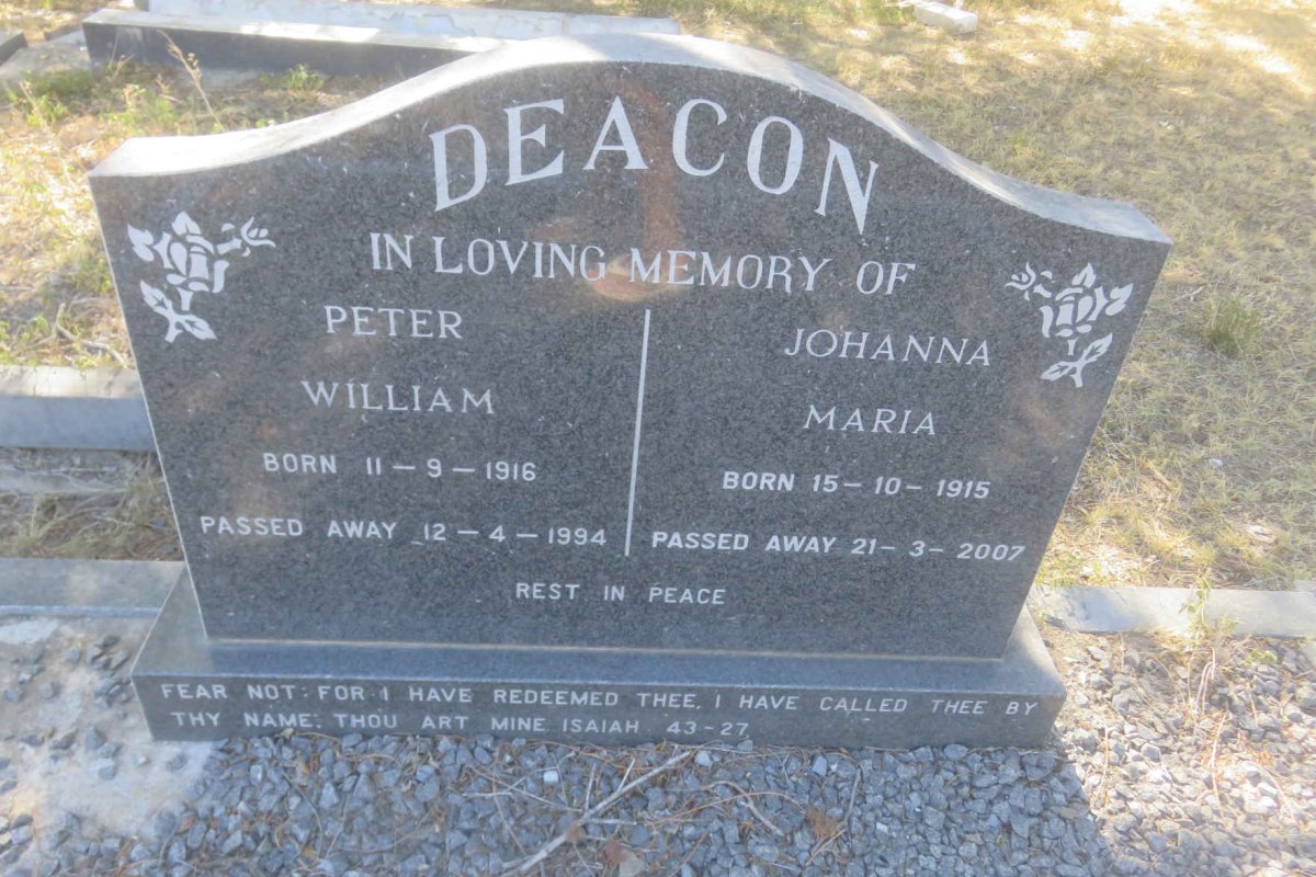 DEACON Peter William 1916-1994 &amp; Johanna Maria 1915-2007