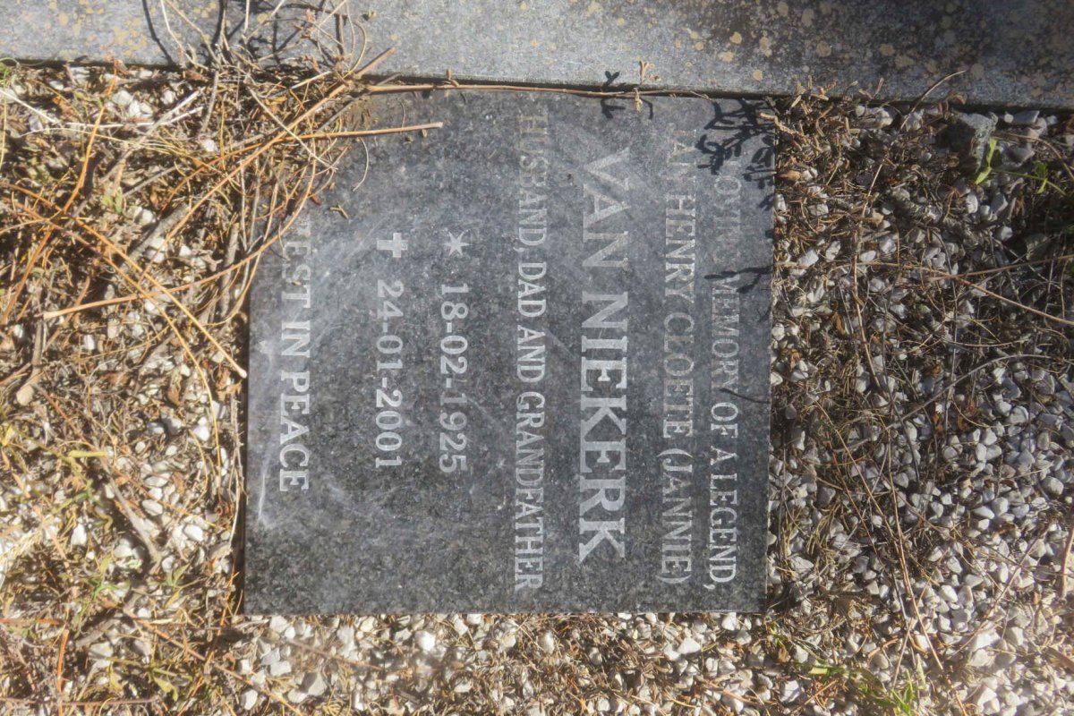 NIEKERK Jan Henry Cloete, van 1925-2001