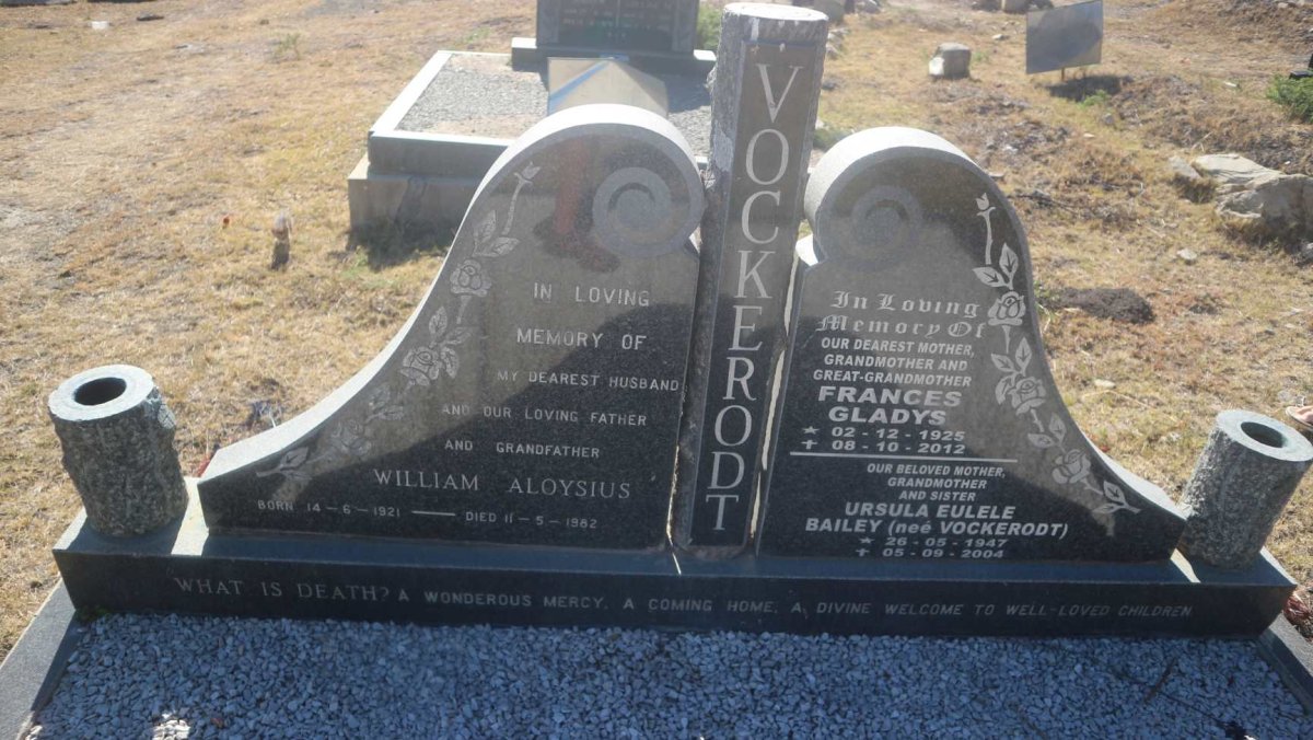 VOCKERODT William Aloysius 1921-1982 &amp; Frances Gladys 1925-2012 :: BAILEY Ursula Eulele nee VOCKERODT 1947-2004