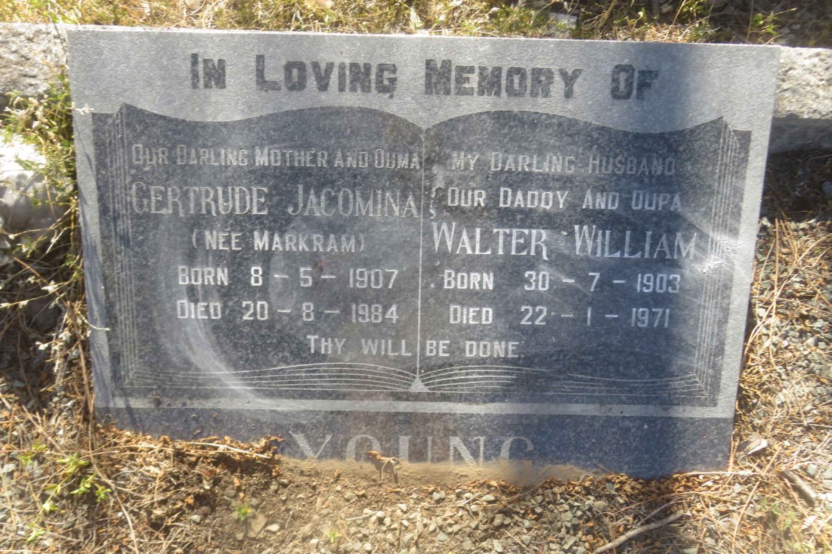 YOUNG Walter William 1903-1971 &amp; Gertrude Jacomina MARKRAM 1907-1984