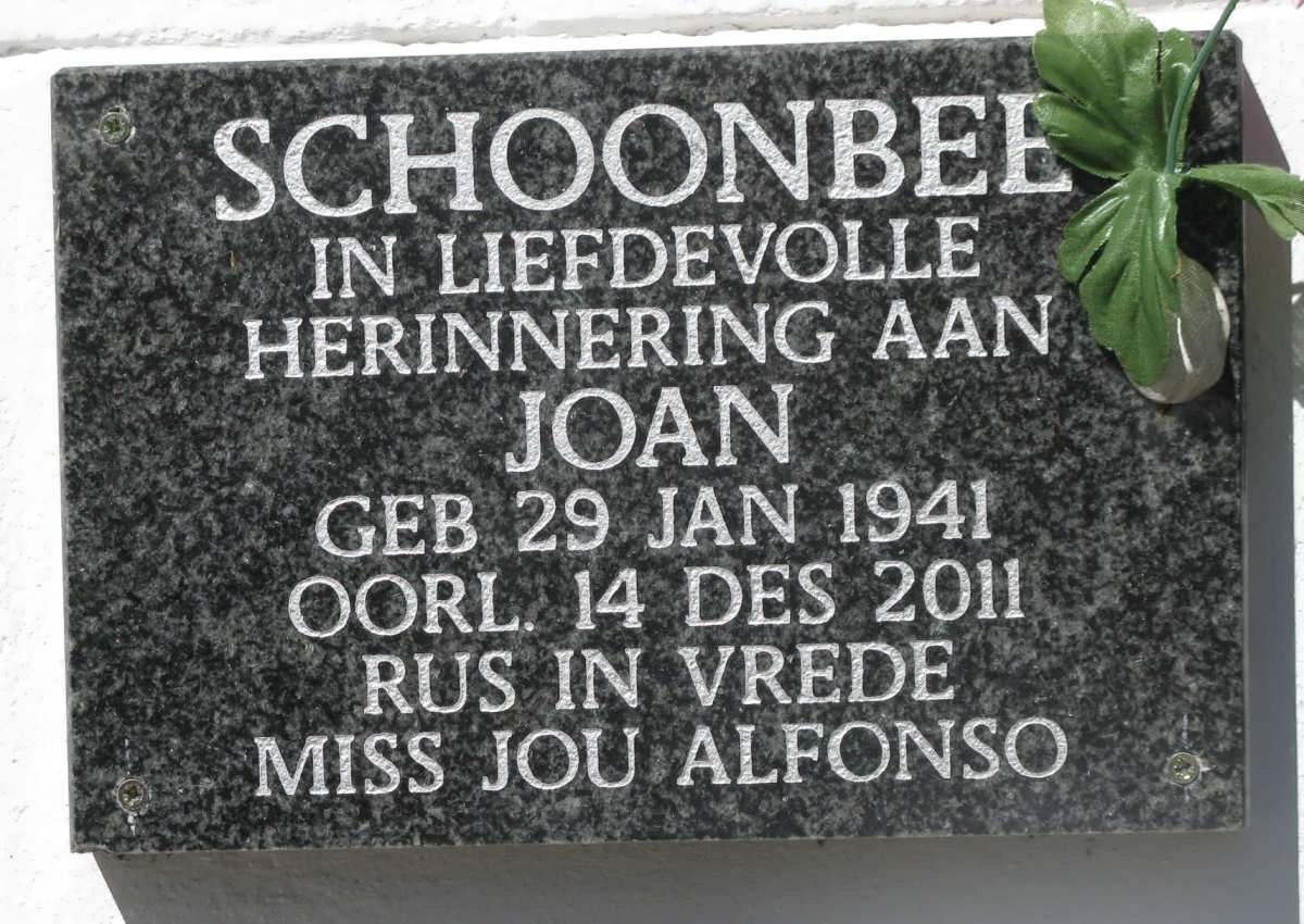 SCHOONBEE Joan 1941-2011