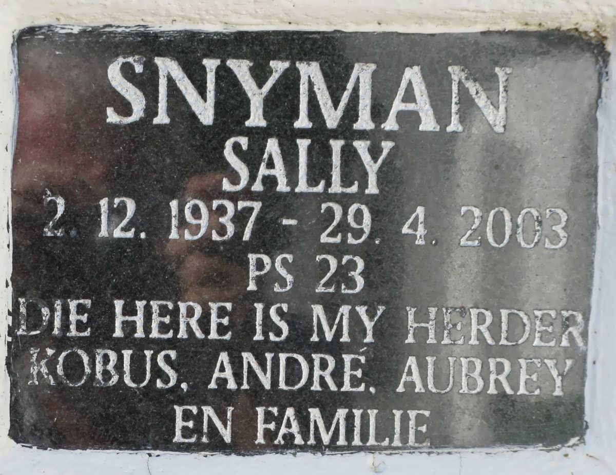 SNYMAN Sally 1937-2003