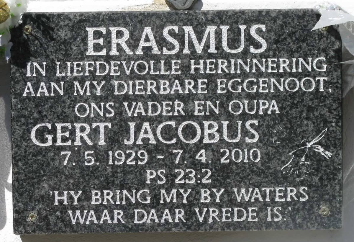 ERASMUS Gert Jacobus 1929-2010