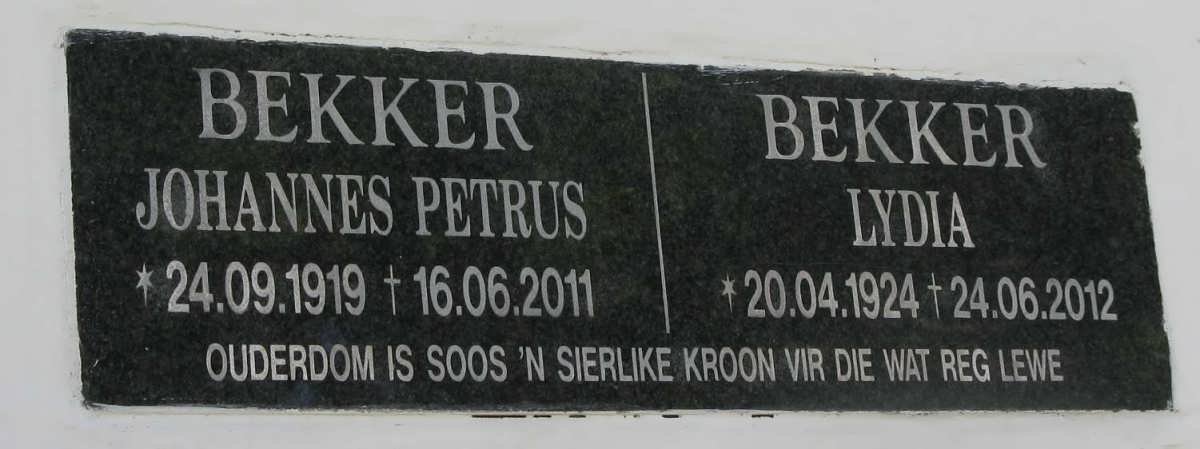 BEKKER Johannes Petrus 1919-2011 &amp; Lydia 1924-2012