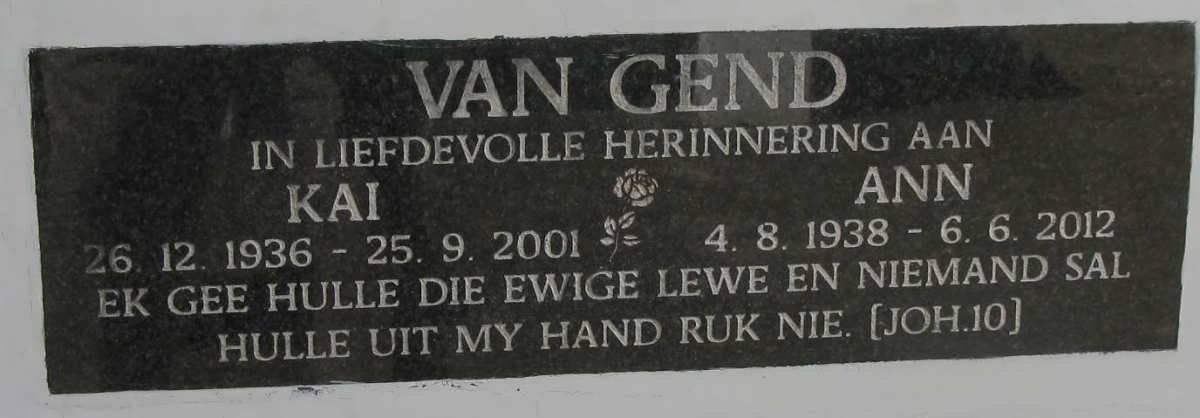 GEND Kai, van 1936-2001 &amp; Ann 1938-2012