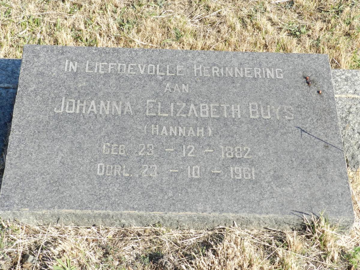 BUYS Johanna Eizabeth 1882-1961