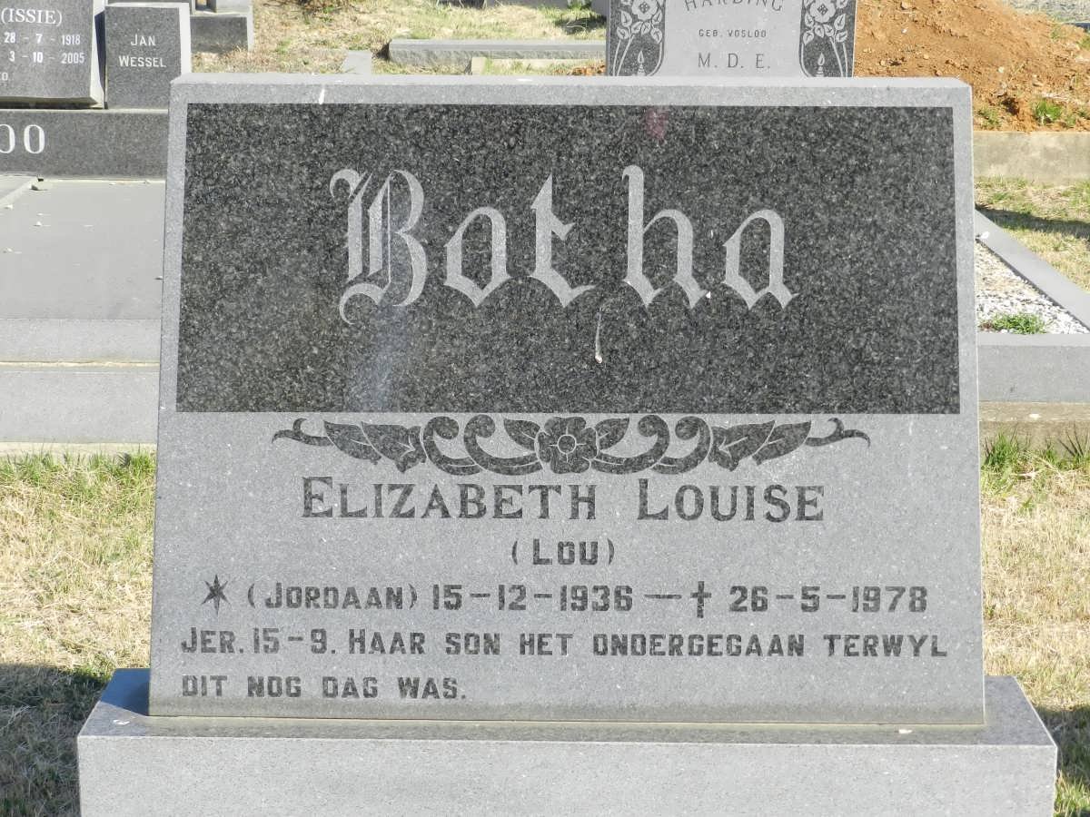 BOTHA Elizabeth Louise nee JORDAAN 1936-1978