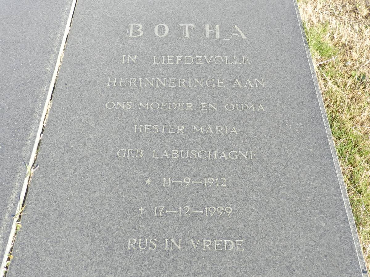 BOTHA Hester Maria nee LABUSCHAGNE 1912-1999
