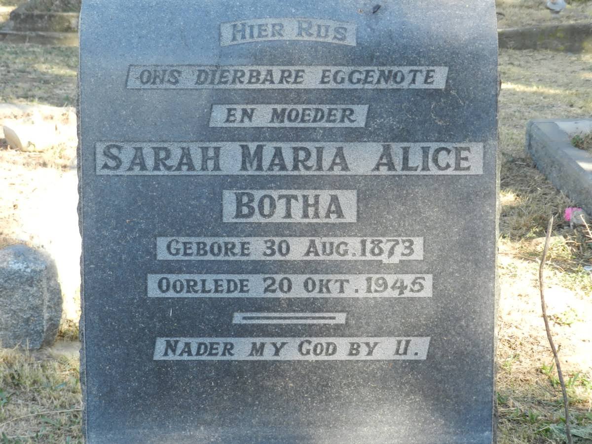 BOTHA Sarah Maria Alice 1873-1945