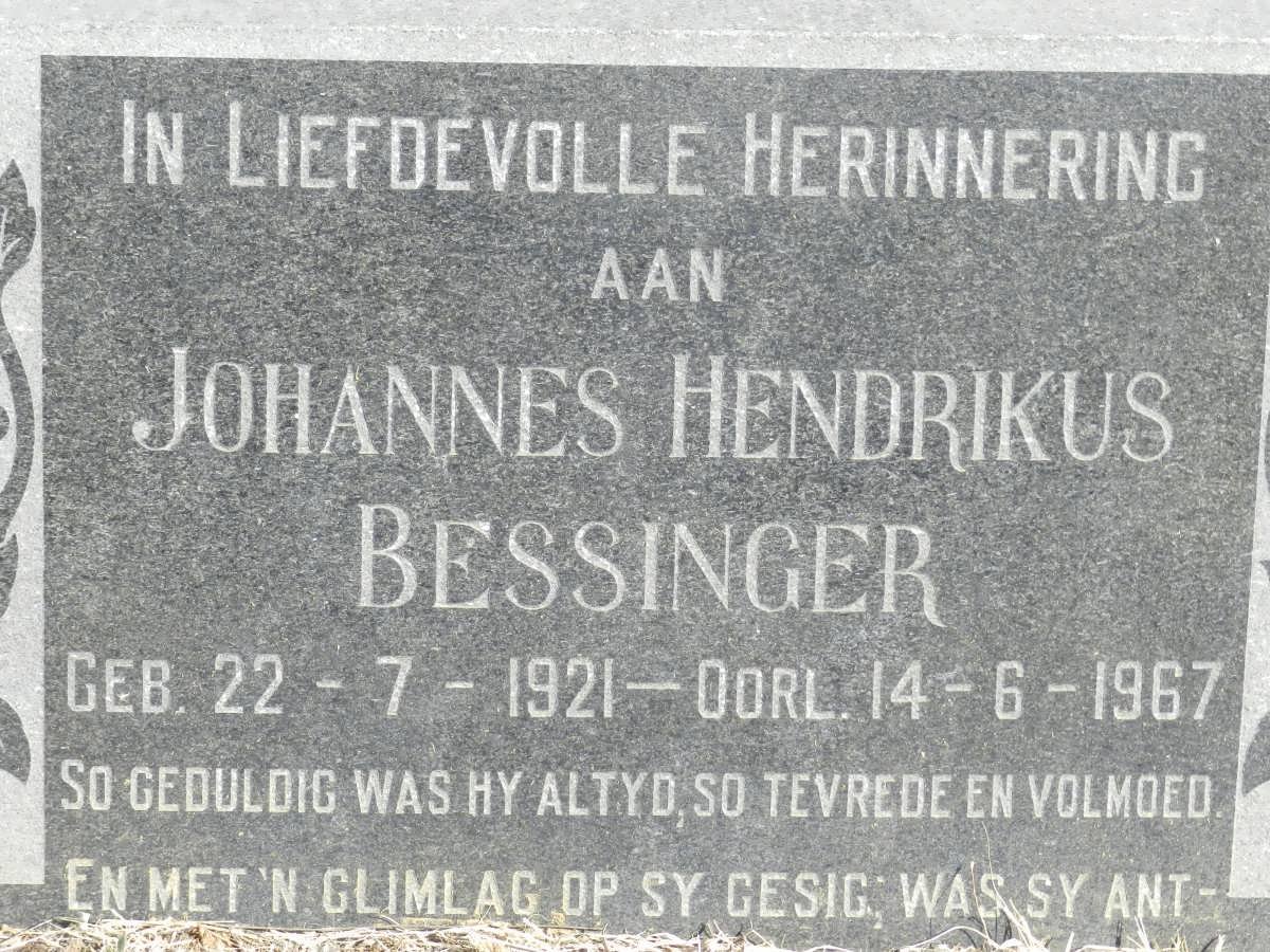 BESSINGER Johannes Hendrikus 1921-1967
