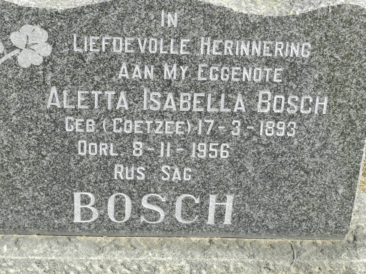 BOSCH Aletta Isabella nee COETZEE 1893-1956