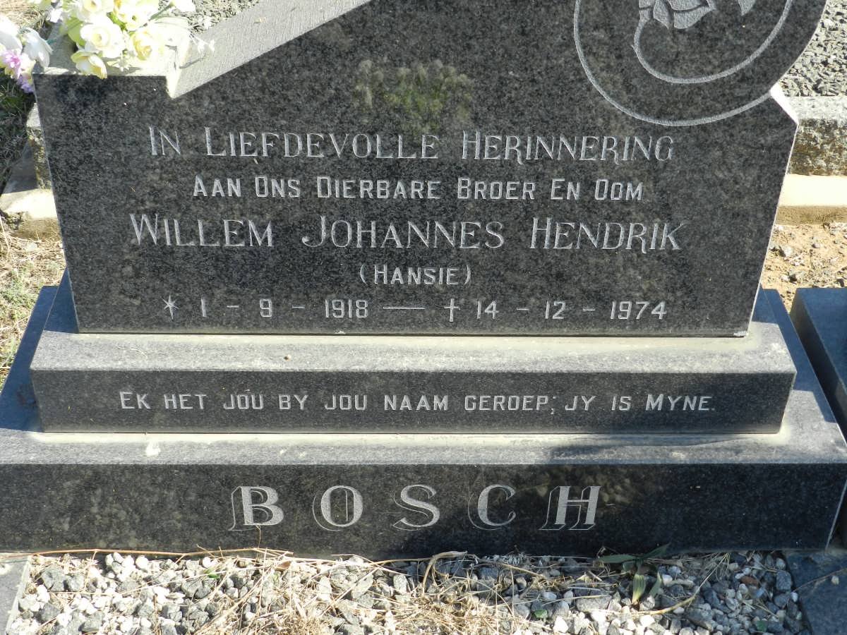 BOSCH Willem Johannes Hendrik 1918-1974