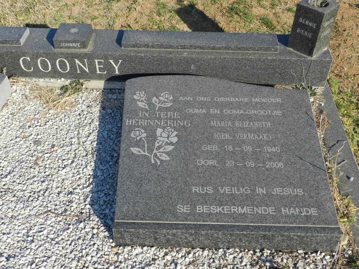 COONEY Maria Elizabeth nee VERMAAK 1940-2006