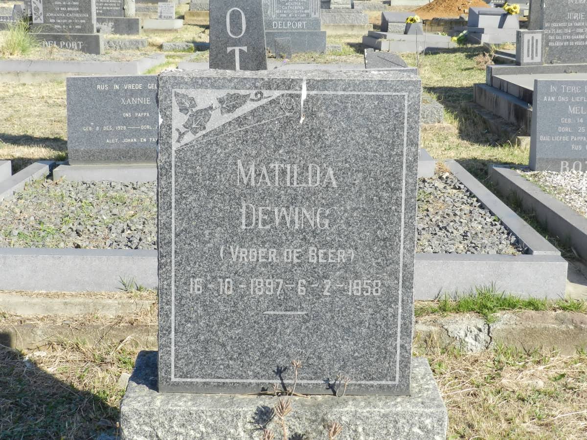 DEWING Matilda voorheen de BEER 1897-1958