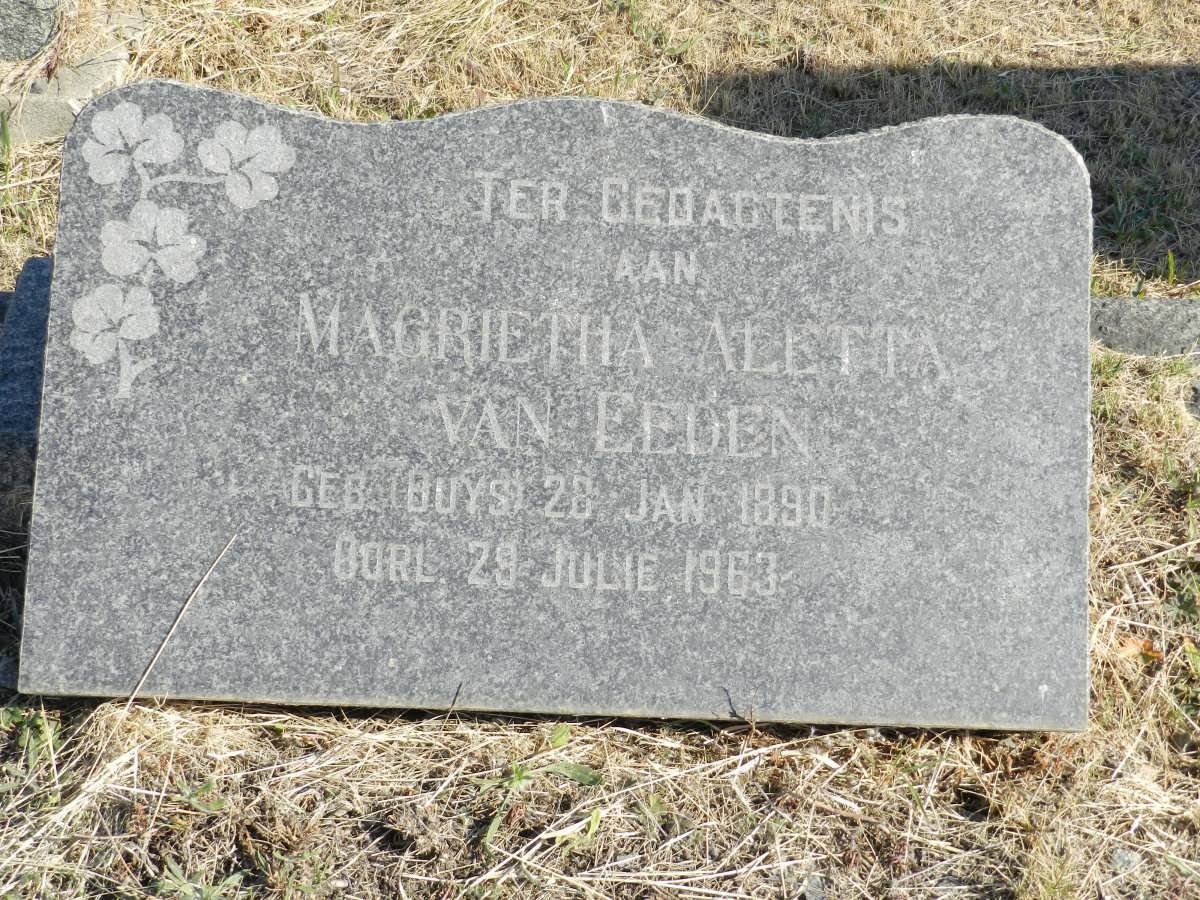 EEDEN Magrietha Aletta, van 1890-1963