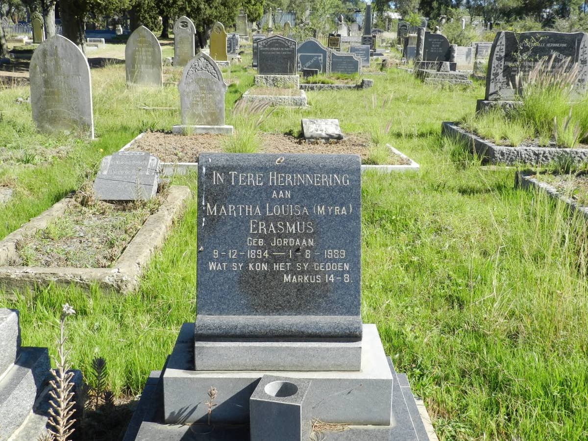 ERASMUS Martha Louisa nee JORDAAN 1894-1989