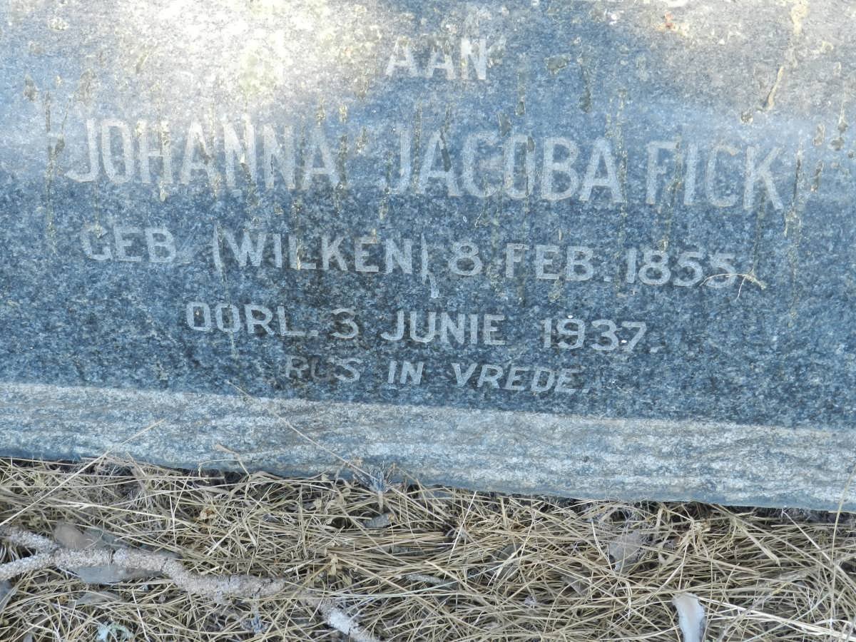FICK Johanna Jacoba nee WILKEN 1855-1937