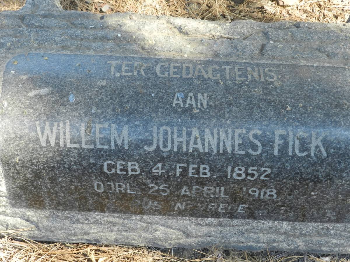 FICK  Willem Johannes 1852-1918