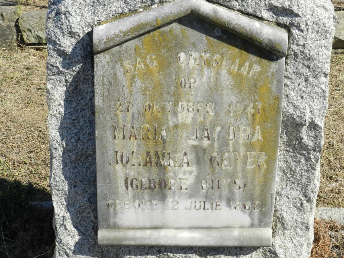 GEYER Maria Jacoba Johanna nee BUYS 1862-1947